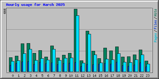 Hourly usage for March 2025